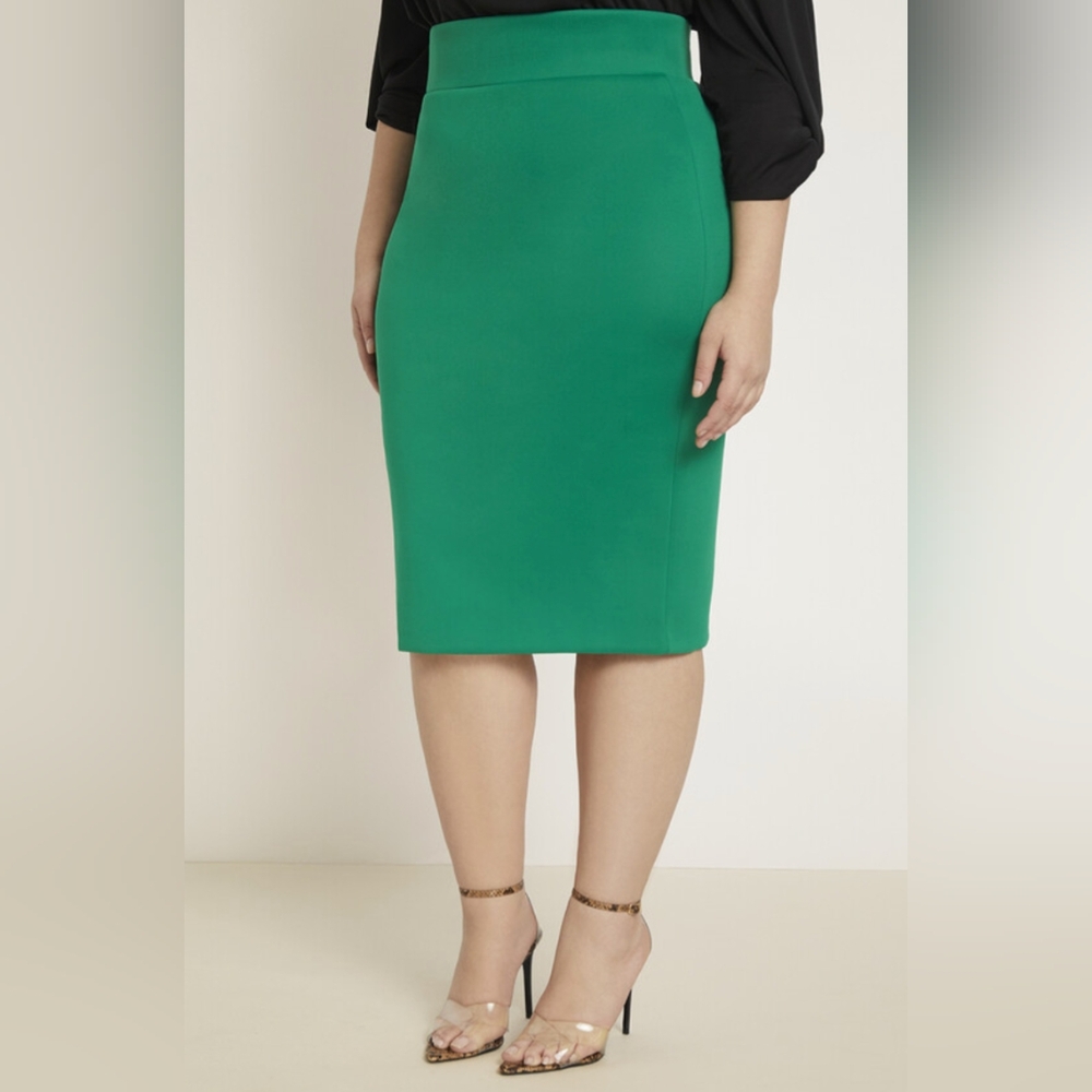 ELOQUII Neoprene Pencil Skirt Green